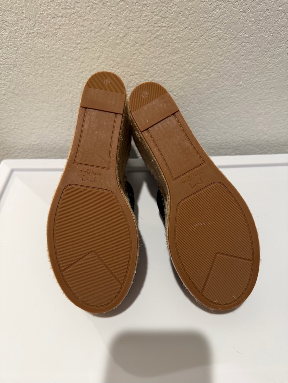 NWOT Marc Fisher Black Suede Espadrille Wedge Adalyn Sandals with Ankle Strap - Picture 5 of 6